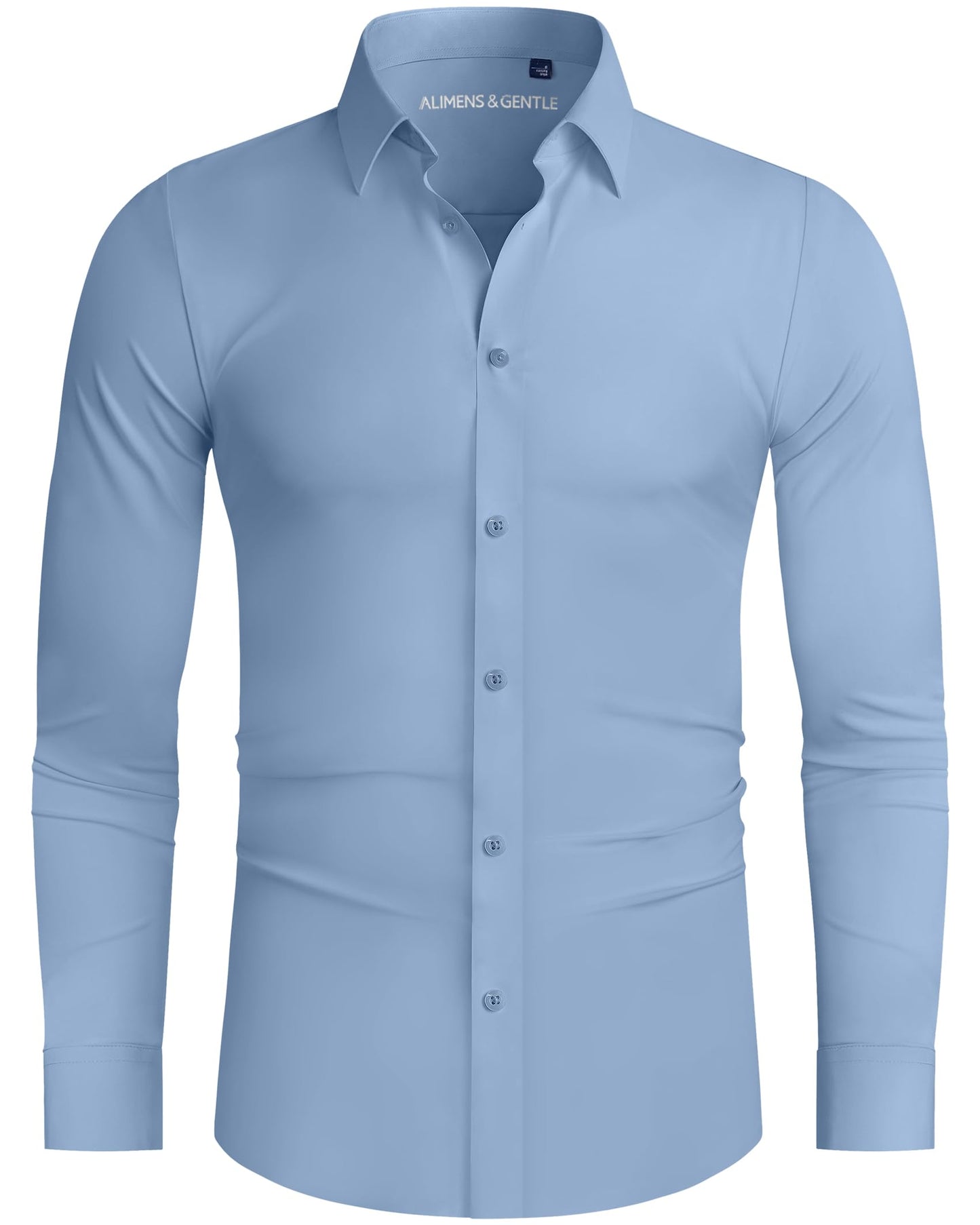 HOTAlimens & Gentle Stretch Mens Dress Shirts Slim Fit Long Sleeve Casual Skinny Muscle Fit Wrinkle Free Button Down Shirt