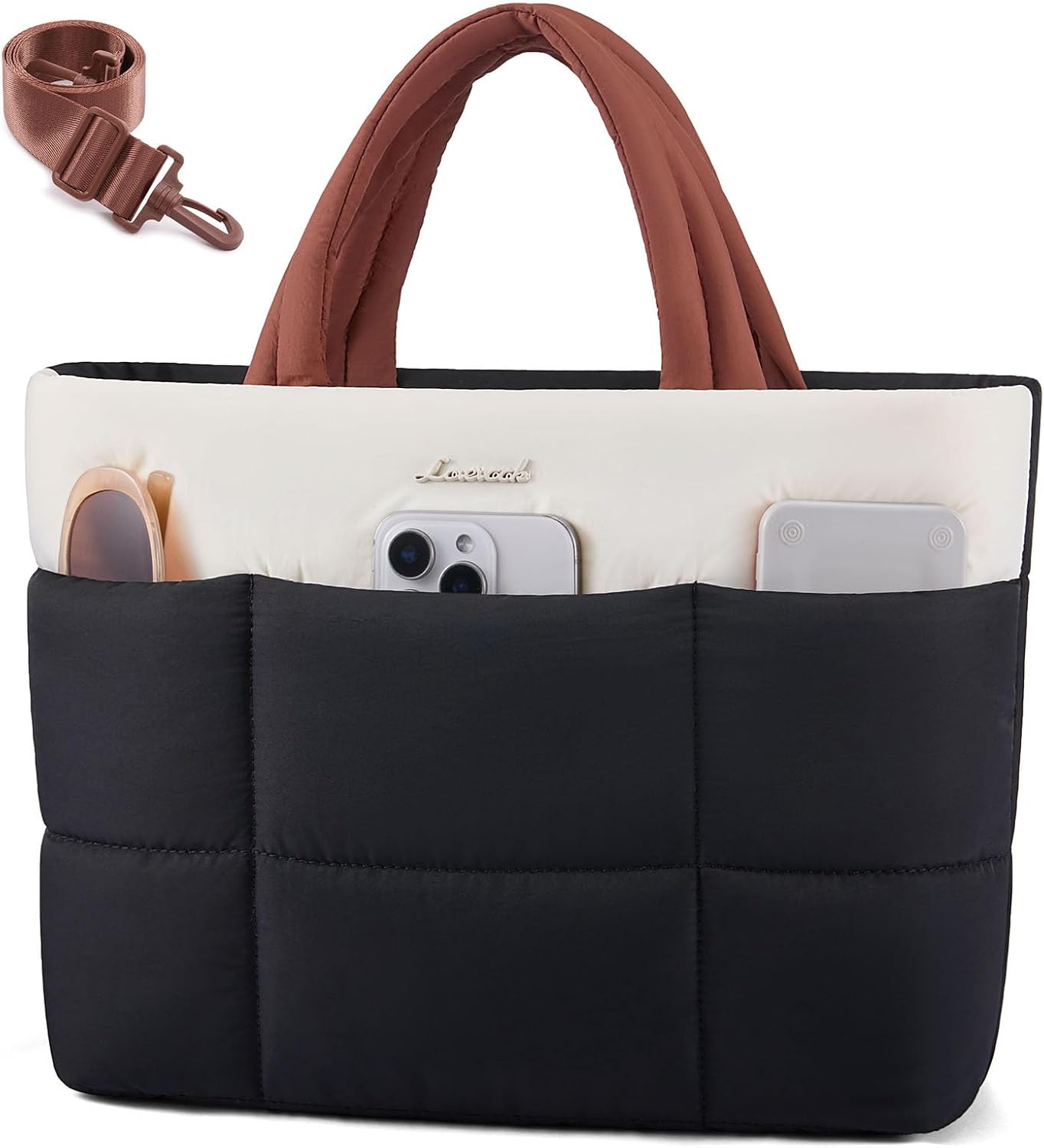 HOTLOVEVOOK Small Tote Bags for Women, Mini Crossbody Puffy Top Handle Shoulder Satchel Bag for Daily Use