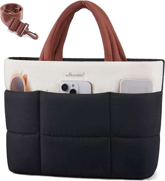 HOTLOVEVOOK Small Tote Bags for Women, Mini Crossbody Puffy Top Handle Shoulder Satchel Bag for Daily Use