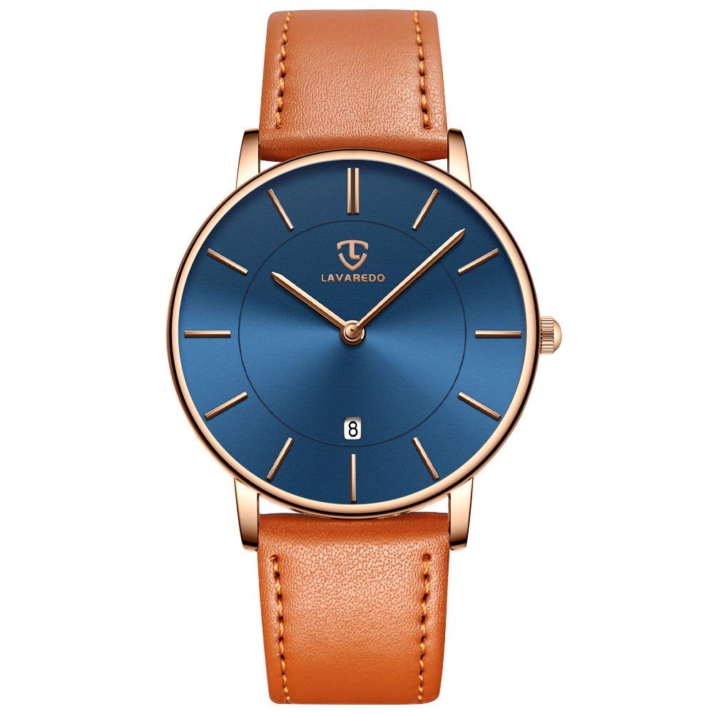 HOTBEN NEVIS Watch, Mens Watch, Minimalist Fashion Simple Wrist Watch Analog Date with Leather Strap