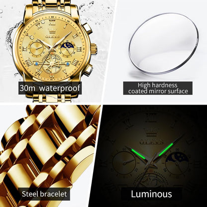 HOTOLEVS Watches Men Waterproof Luxury Big Face Mens Watch Stainless Steel Quartz Analog Dress Watches for Men Luminous Multifunction Man Watch Relojes De Hombre