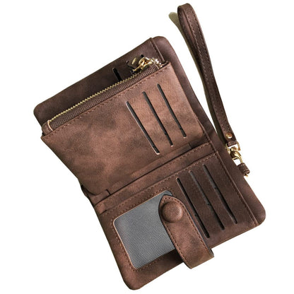 HOTAOXONEL Women's Small Bifold Leather wallet Rfid blocking Ladies Wristlet with Card holder id window Coin Purse