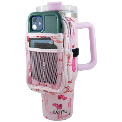 HOTKATYDID Tumbler Zipper Pouch and Phone Holder with 3 Pockets - Compact Water Bottle Pouch for Wallet, Keys, and Phone - Premium Tumbler Accessories