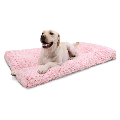 HOTKSIIA Washable Dog Bed Deluxe Plush Dog Crate Beds Comfy Kennel Pad Anti-Slip Pet Sleeping Mat for Large, Jumbo, Medium, Small Dogs Breeds, 35" x 23", Gray