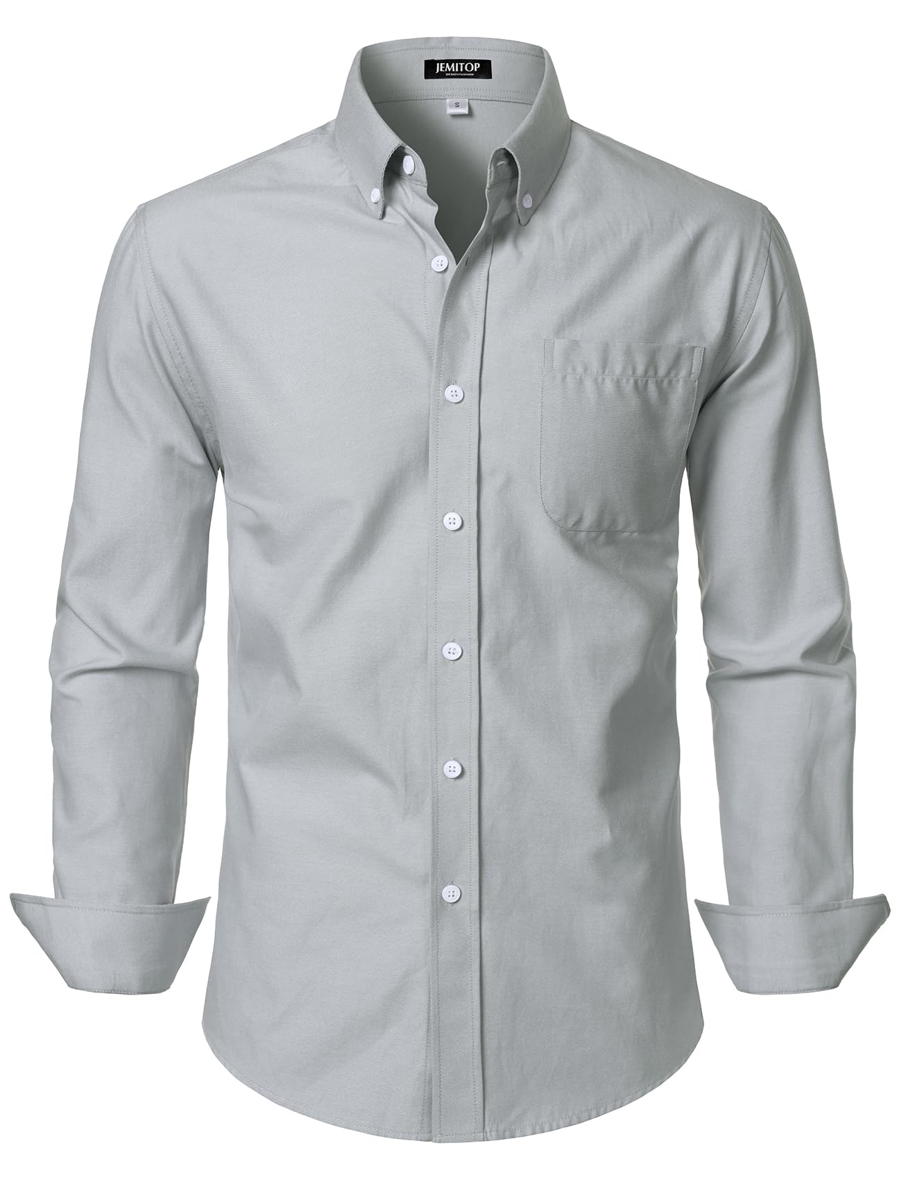 HOTJEMITOP Men's Classic Lightweight Oxford Button Down Collar Shirts Business Casual Long Sleeve Dress Shirt with Pocket