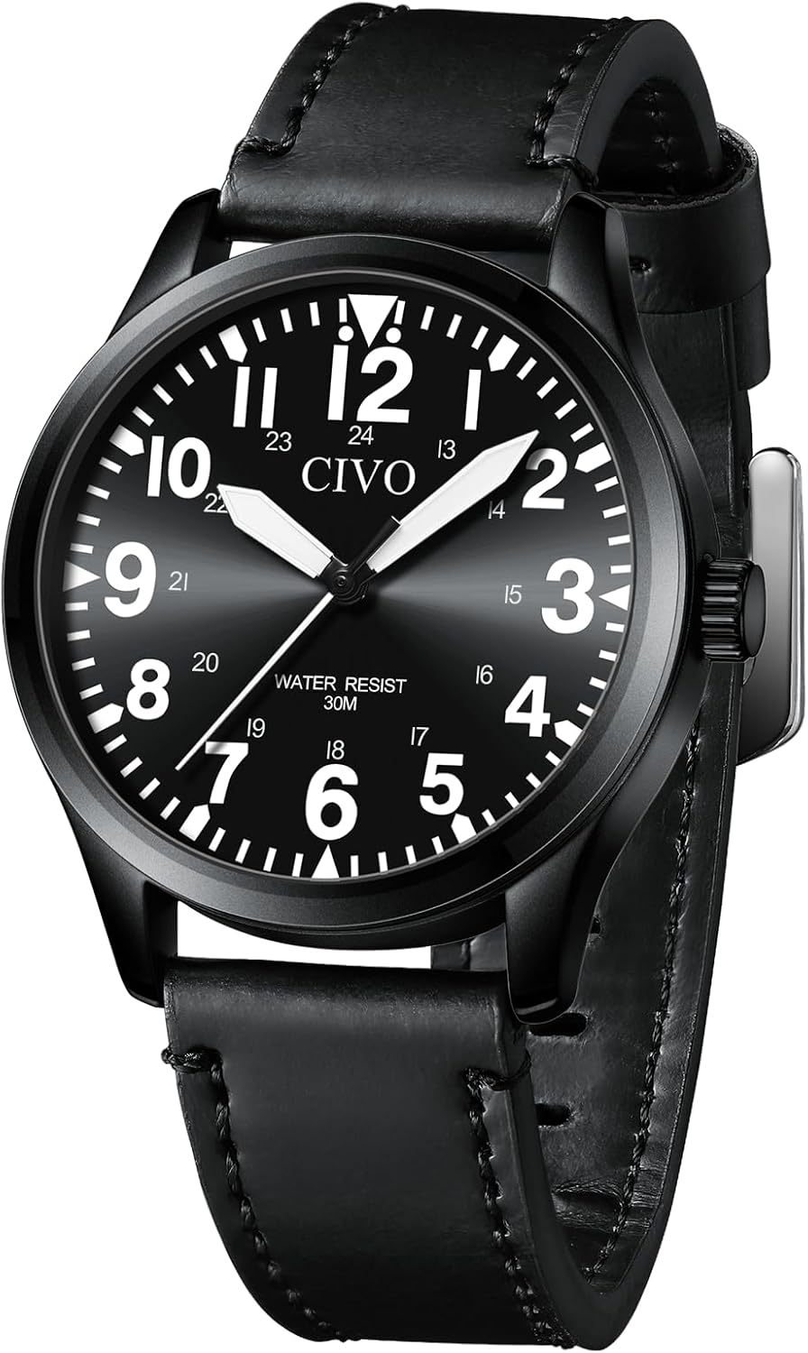 HOTCIVO Military Watch for Men Waterproof: Analog Mens Watches Classic- Field Wrist Watches for Man
