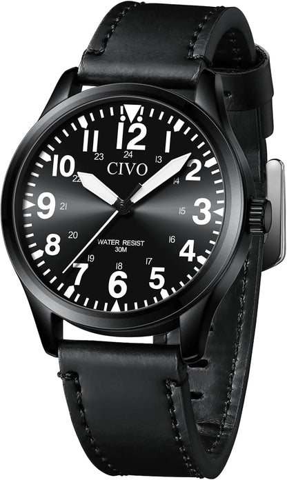 HOTCIVO Military Watch for Men Waterproof: Analog Mens Watches Classic- Field Wrist Watches for Man