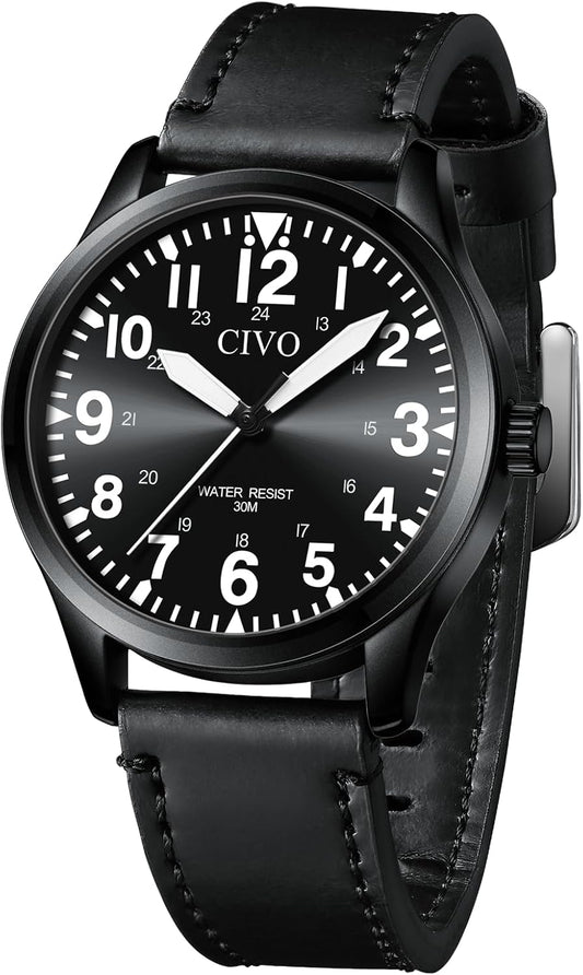 HOTCIVO Military Watch for Men Waterproof: Analog Mens Watches Classic- Field Wrist Watches for Man