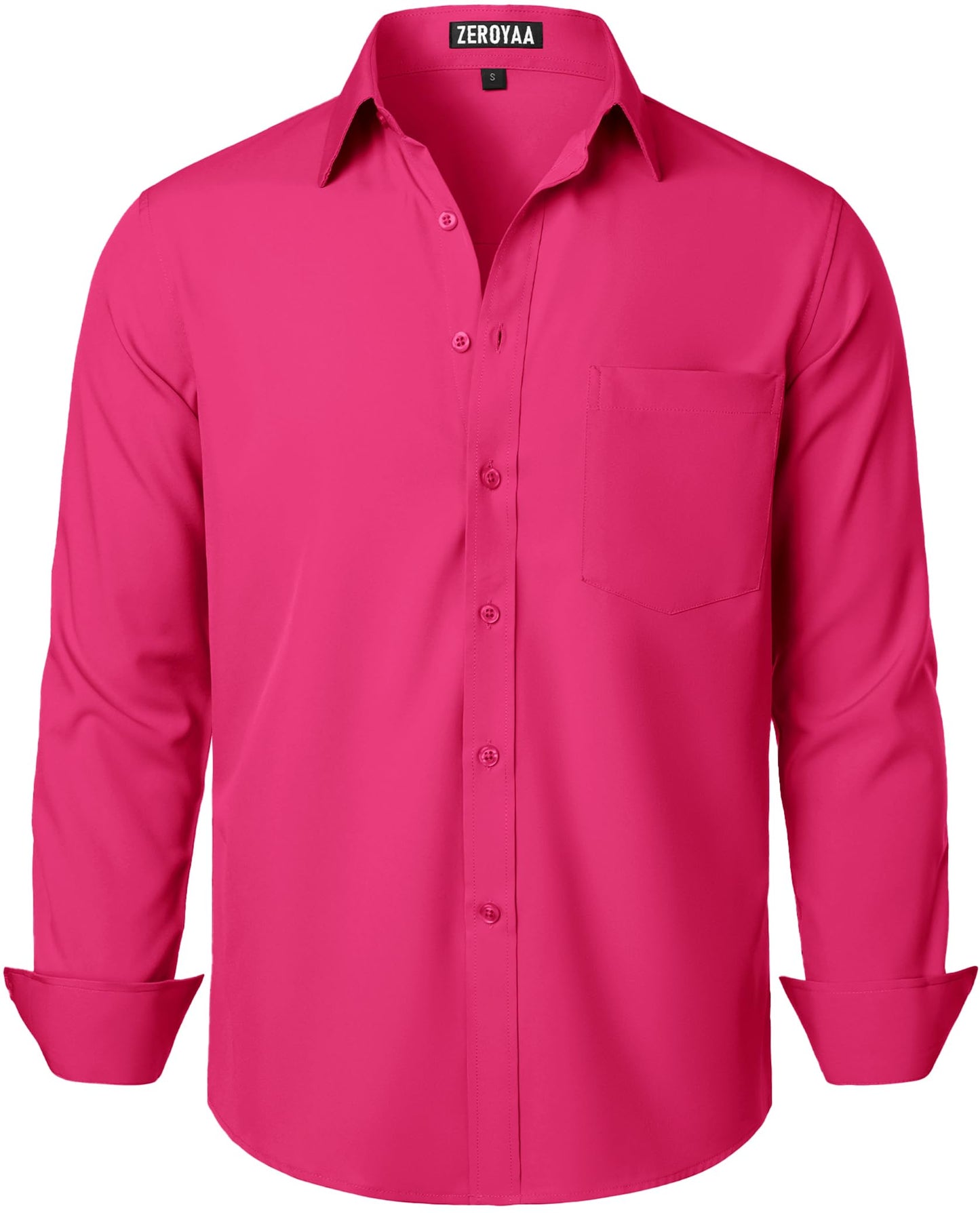 HOTZEROYAA Men's Regular Fit Dress Shirt Solid Wrinkle-Free Long Sleeve Casual Business Button Up Shirts with Pocket