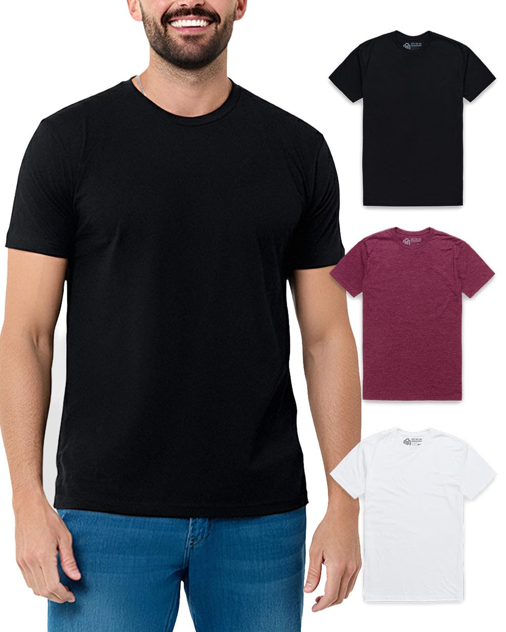 HOTMens T Shirts Soft Cotton Crew Neck Athletic Fit Casual Tees S-4XL | Soft cotton blend casual tee shirts with 4-way stretch - tag-free athletic fit for gym, work & casual wear. A go-to gift.