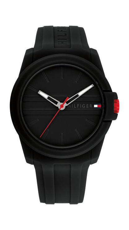 HOTTommy Hilfiger Men's 3-Hand Quartz Watch – Casual Sport Style, Silicone Strap, Water-Resistant to 50 Meters, Everyday Fashion Wristwatch, Gift for Him - 44mm