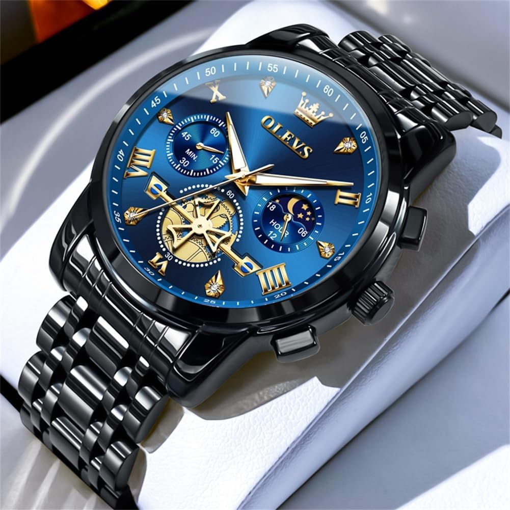 HOTOLEVS Watch Men Waterproof Stainless Steel Quartz Chronograph Analog Watch