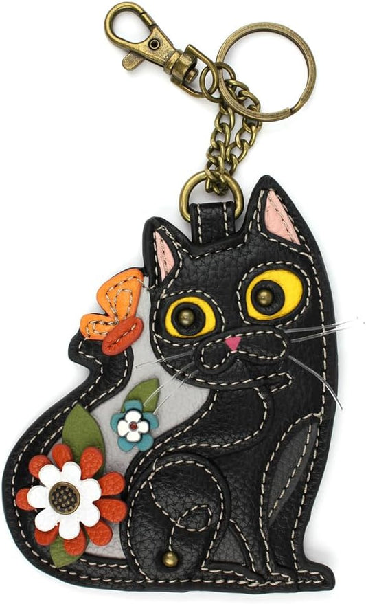 HOTCHALA Cat Collection Women's Decorative Key Fob/Coin Purse Accessory - Black Cat