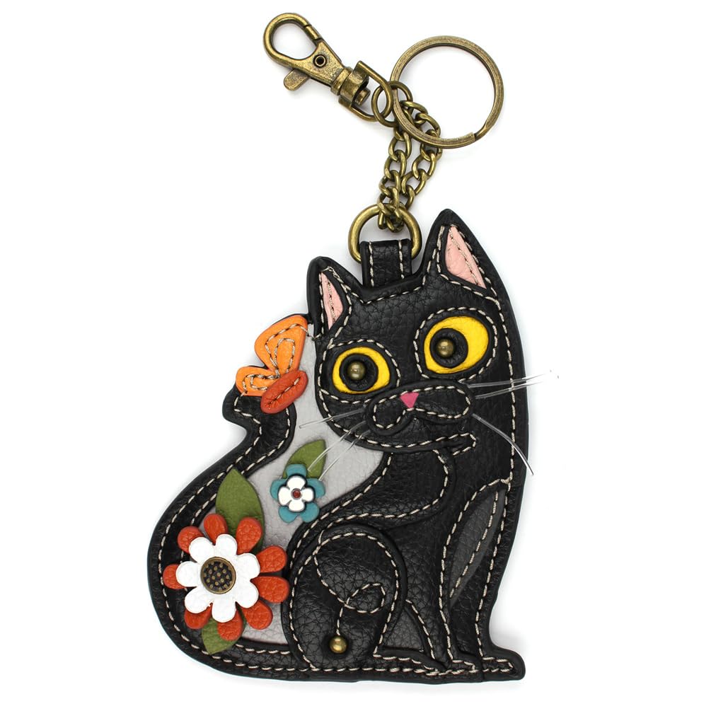 HOTCHALA Cat Collection Women's Decorative Key Fob/Coin Purse Accessory - Black Cat