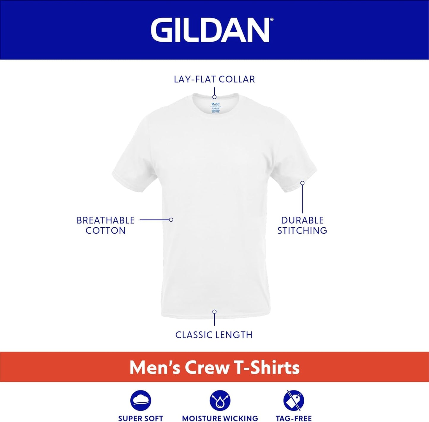 HOTGildan Men's Crew T-Shirts, Multipack, Style G1100