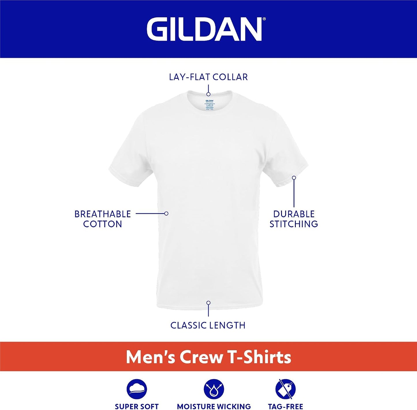 HOTGildan Men's Crew T-Shirts, Multipack, Style G1100