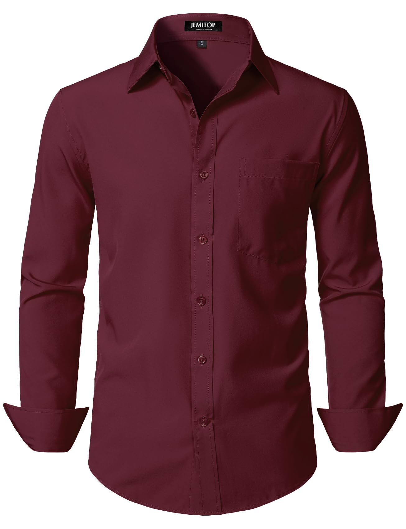 HOTJEMITOP Men Stretch Business Casual Dress Shirts | Regular Fit, Formal, Long Sleeve, Button Down, Tuxedo, Wedding, Prom, with Pocket