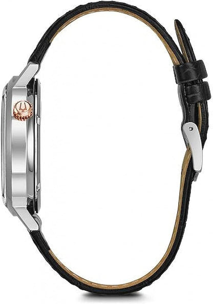 HOTBulova Men's Classic Aerojet 3-Hand Automatic Leather Strap Watch, Open Aperture, 40-Hour Power Reserve, Double Curved Mineral Crystal, 41mm