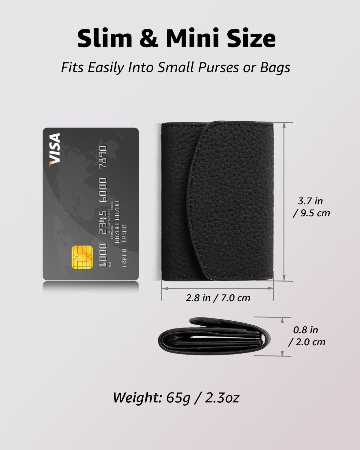 HOTKarmiir Minimalist RFID Soft Leather Wallet for Women, Trifold and Compact Everyday Carry Wallet with Card Holder, Cash and Coin Pocket, Mini and Slim Into Small Bags (Black)