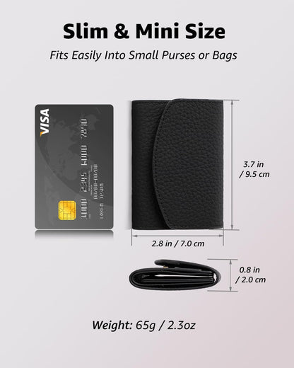 HOTKarmiir Minimalist RFID Soft Leather Wallet for Women, Trifold and Compact Everyday Carry Wallet with Card Holder, Cash and Coin Pocket, Mini and Slim Into Small Bags (Black)