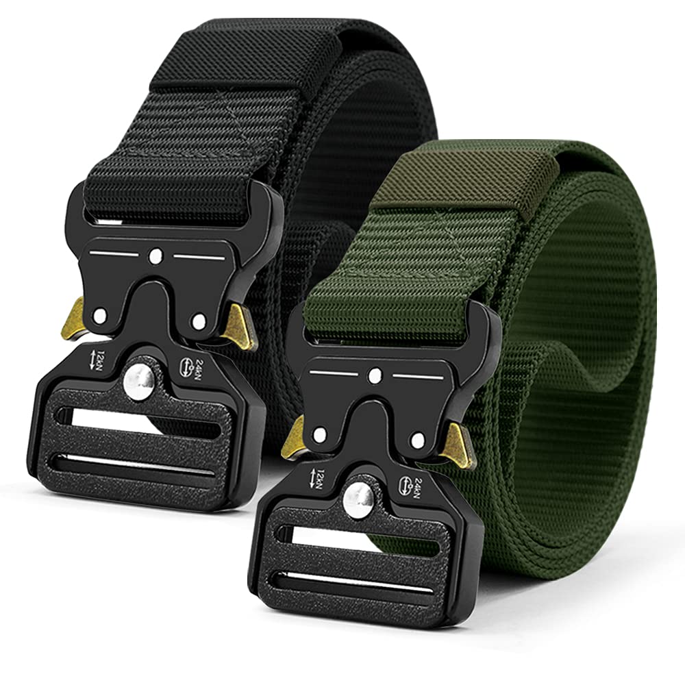 HOTDOOPAI Tactical Belt for Men, Military Nylon Web with Heavy Duty Quick Release Metal Buckle, 1.5'' Wide - Ideal for Work,