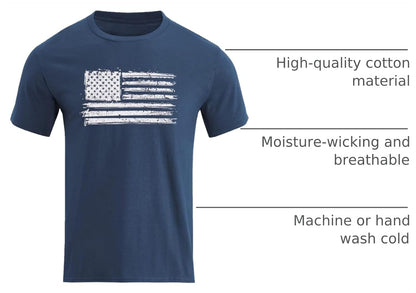 HOTH HYFOL Men's Graphic T-Shirts USA Flag Cotton Short Sleeve American Patriotic Crewneck Casual Regular Tee Shirts