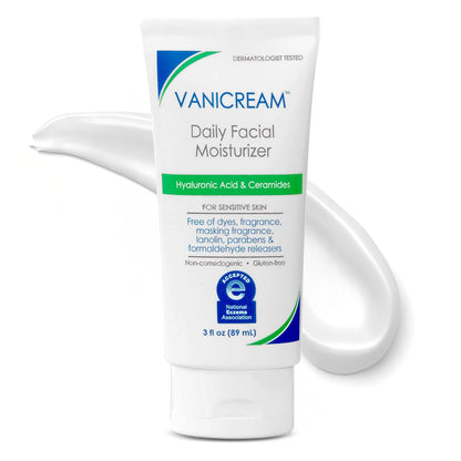 HOTVanicream Daily Facial Moisturizer, Face Cream with 5 Key Cermides & Hyaluronic Acid, 3 Fl Oz, Formulated Without Common Irritants for Sensitive Skin, Lightweight, Non-Greasy Hydration