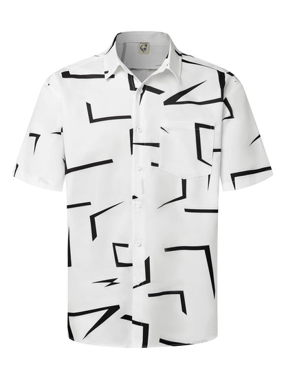 HOTHardaddy Men's Hawaiian Shirt Short Sleeves Printed Button Down Summer Beach Casual Shirts