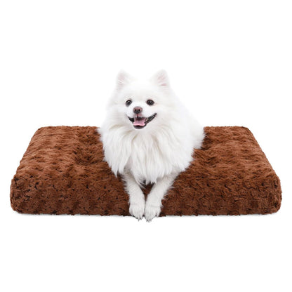 HOTKSIIA Washable Dog Bed Deluxe Plush Dog Crate Beds Comfy Kennel Pad Anti-Slip Pet Sleeping Mat for Large, Jumbo, Medium, Small Dogs Breeds, 35" x 23", Gray