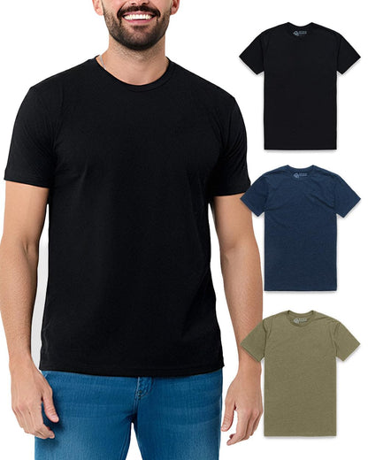 HOTMens T Shirts Soft Cotton Crew Neck Athletic Fit Casual Tees S-4XL | Soft cotton blend casual tee shirts with 4-way stretch - tag-free athletic fit for gym, work & casual wear. A go-to gift.