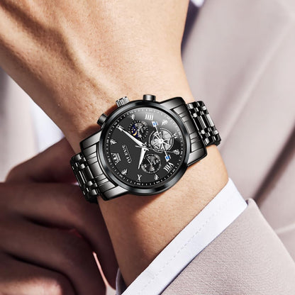 HOTOLEVS Watch Men Waterproof Stainless Steel Quartz Chronograph Analog Watch
