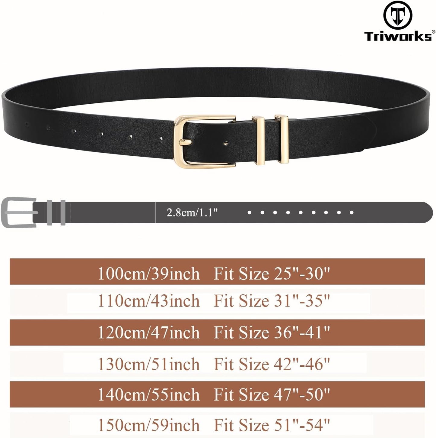 HOTTRIWORKS 3 Pack Women Belts For Jeans Pants Dresses Ladies Leather Waist Belts