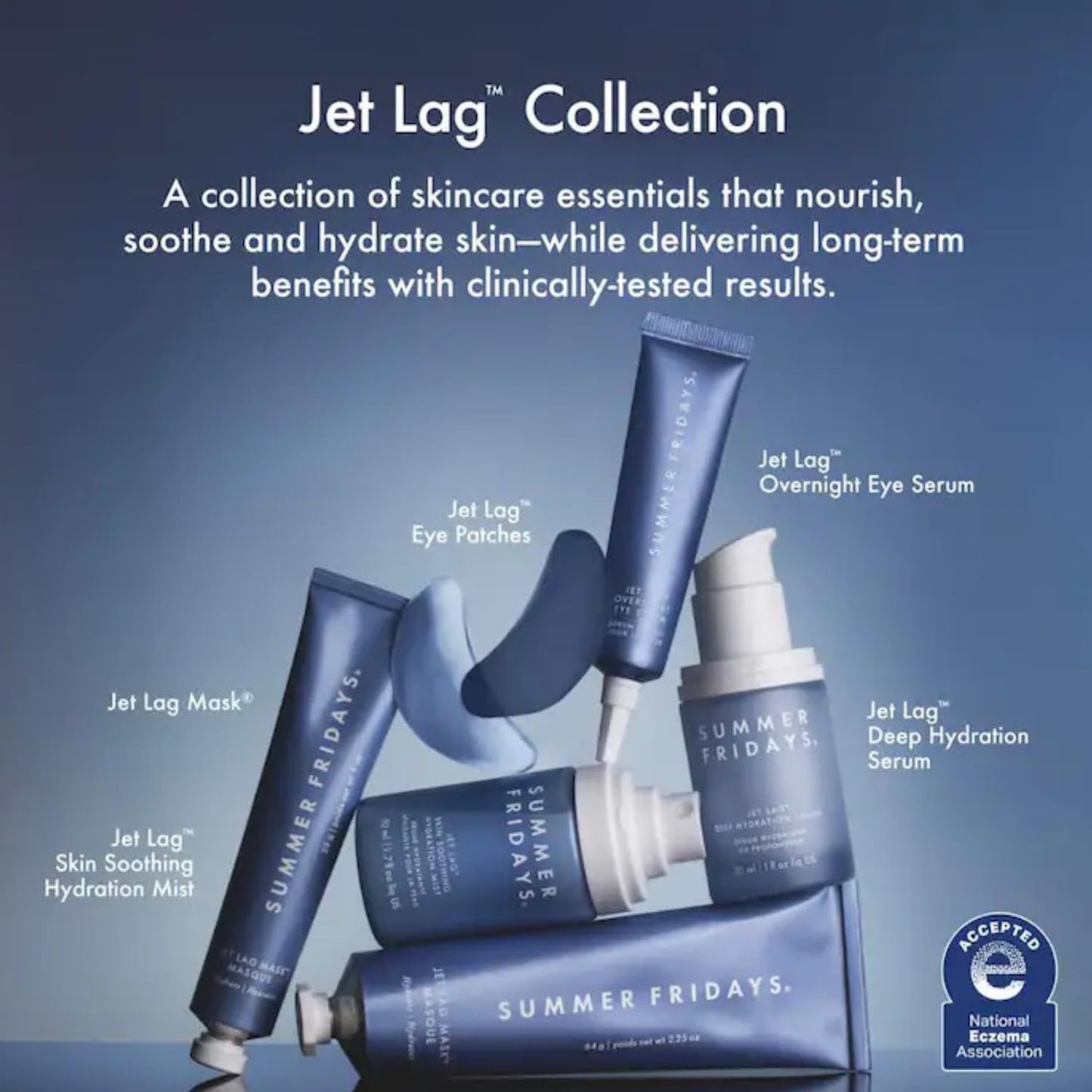 HOTSummer Fridays Jet Lag Hydrating Eye Patches - De-puffing Hydrogel Under Eye Masks with Hyaluronic Acid, Caffeine + Peptides - Soothing + Refreshing At-Home + Travel Skin Care (6 Pairs)