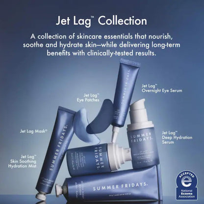 HOTSummer Fridays Jet Lag Hydrating Eye Patches - De-puffing Hydrogel Under Eye Masks with Hyaluronic Acid, Caffeine + Peptides - Soothing + Refreshing At-Home + Travel Skin Care (6 Pairs)