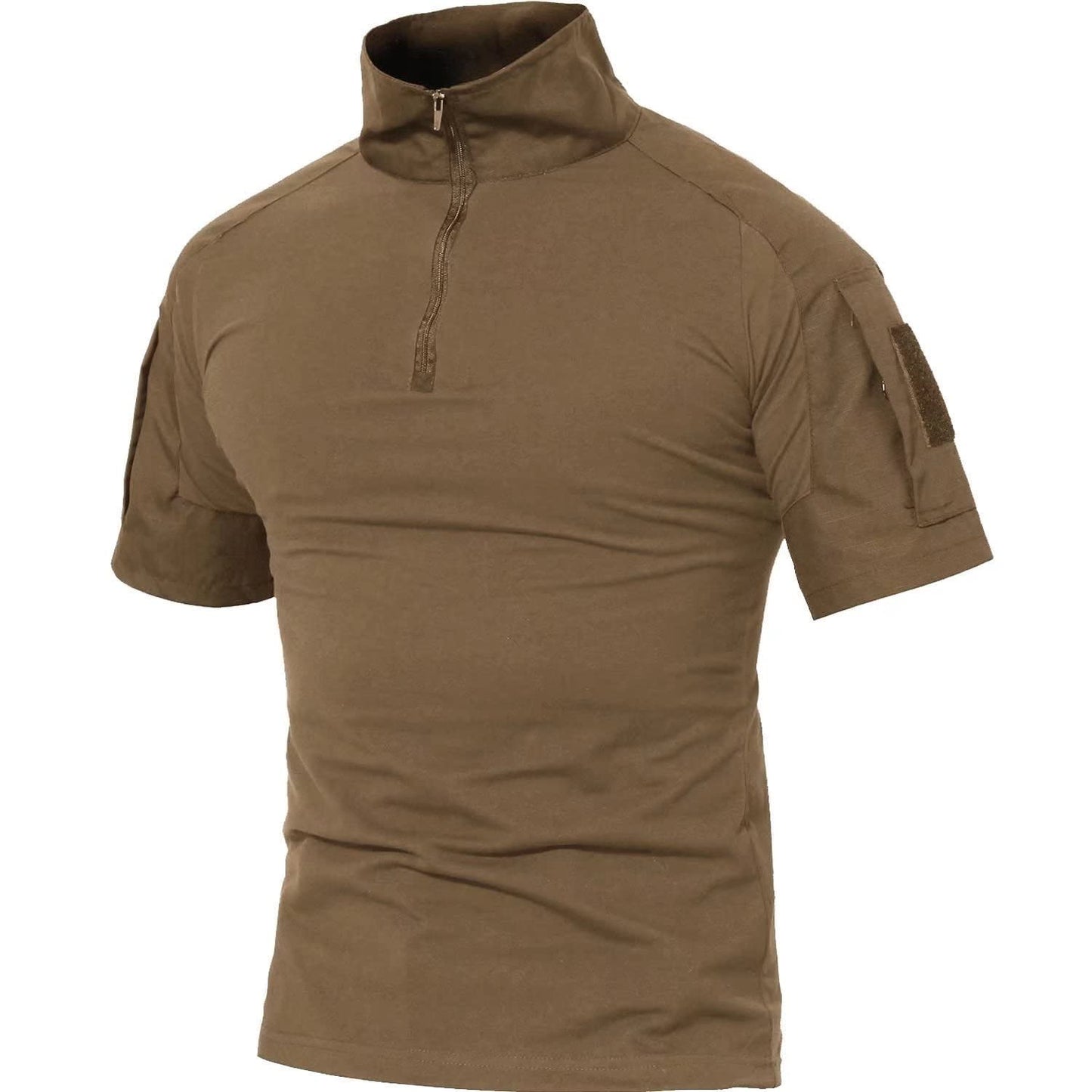 HOTMAGCOMSEN Men's Tactical Military Shirts 1/4 Zip Short Sleeve Slim Fit | Combat, Work, Hiking, Camping, Outdoor, Army Shirt