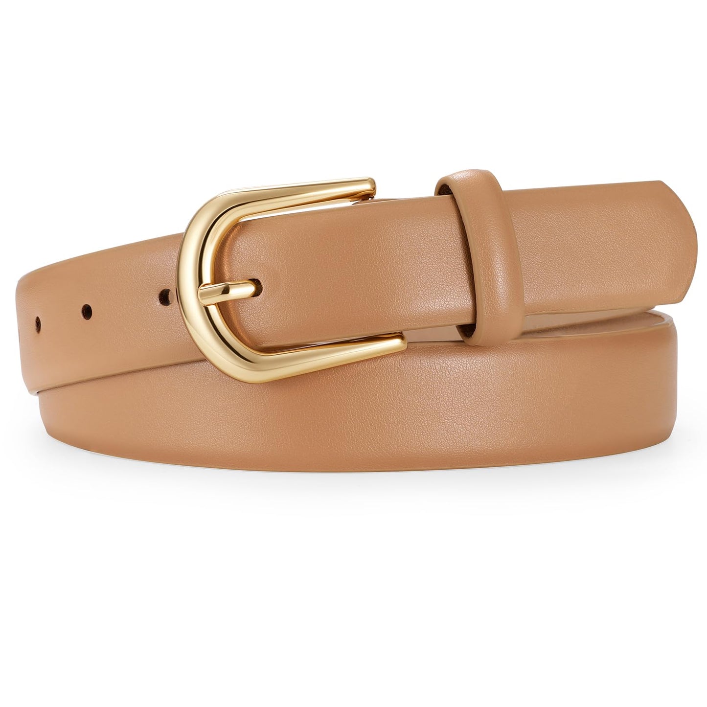 HOTJASGOOD Leather Belt Women Belts for Jean Pants with Gold Buckle Fashion Ladies Waist Belt