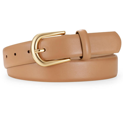 HOTJASGOOD Leather Belt Women Belts for Jean Pants with Gold Buckle Fashion Ladies Waist Belt