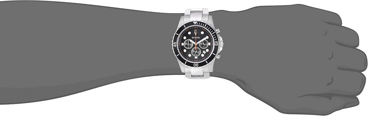 HOTBulova Men's Classic Sport 6-Hand Chronograph Quartz Watch, Calendar Date, Luminous Hands and Markers, 100M Water Resistant, 44mm Style: 98B326
