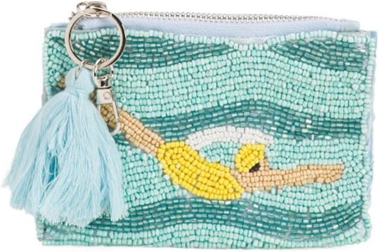 HOTHandmade Beaded Coin Purse, Zip Top