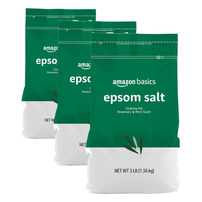 HOTAmazon Basics Epsom Salt Soak, Fragrance Free, Magnesium Sulfate USP for Relaxation and Soothing Foot Soaking, 3 Pound Resealable Bags, 6-Pack