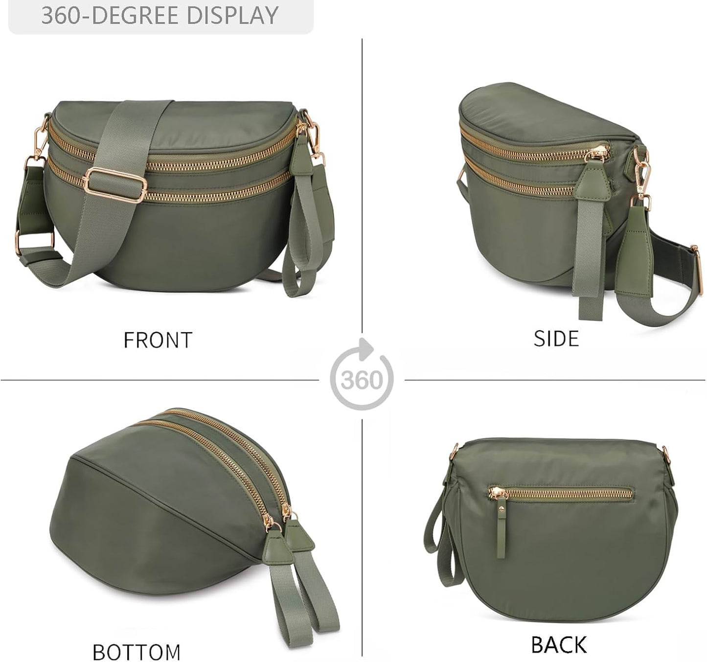 HOTPure Colour Crossbody Bum Bags for Women Spacious Checkered Cross body Bag Nylon Trendy Fanny Pack for Travel
