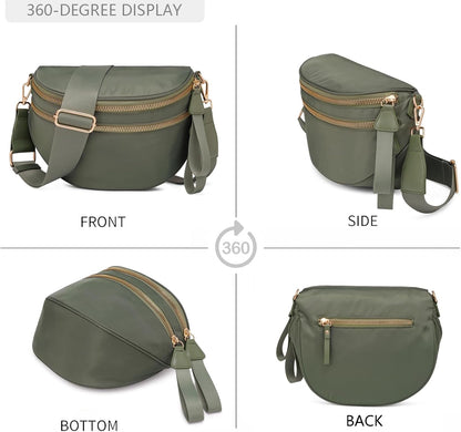 HOTPure Colour Crossbody Bum Bags for Women Spacious Checkered Cross body Bag Nylon Trendy Fanny Pack for Travel