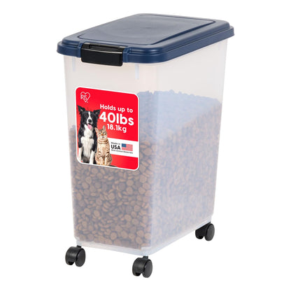 HOTIRIS USA Dog Food Storage Container, Airtight, 30 lb Capacity, Wheels | Airtight seal keeps kibble, bird seed, and pet food fresh while wheels provide easy mobility around the home.
