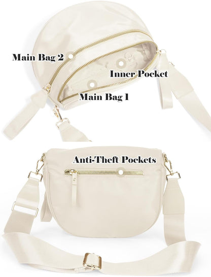 HOTPure Colour Crossbody Bag Bum Bag for Women,Spacious Purse Fanny Packs Belt Bag,Oversized Bum Bag (Colour Bum Bag-Beige)