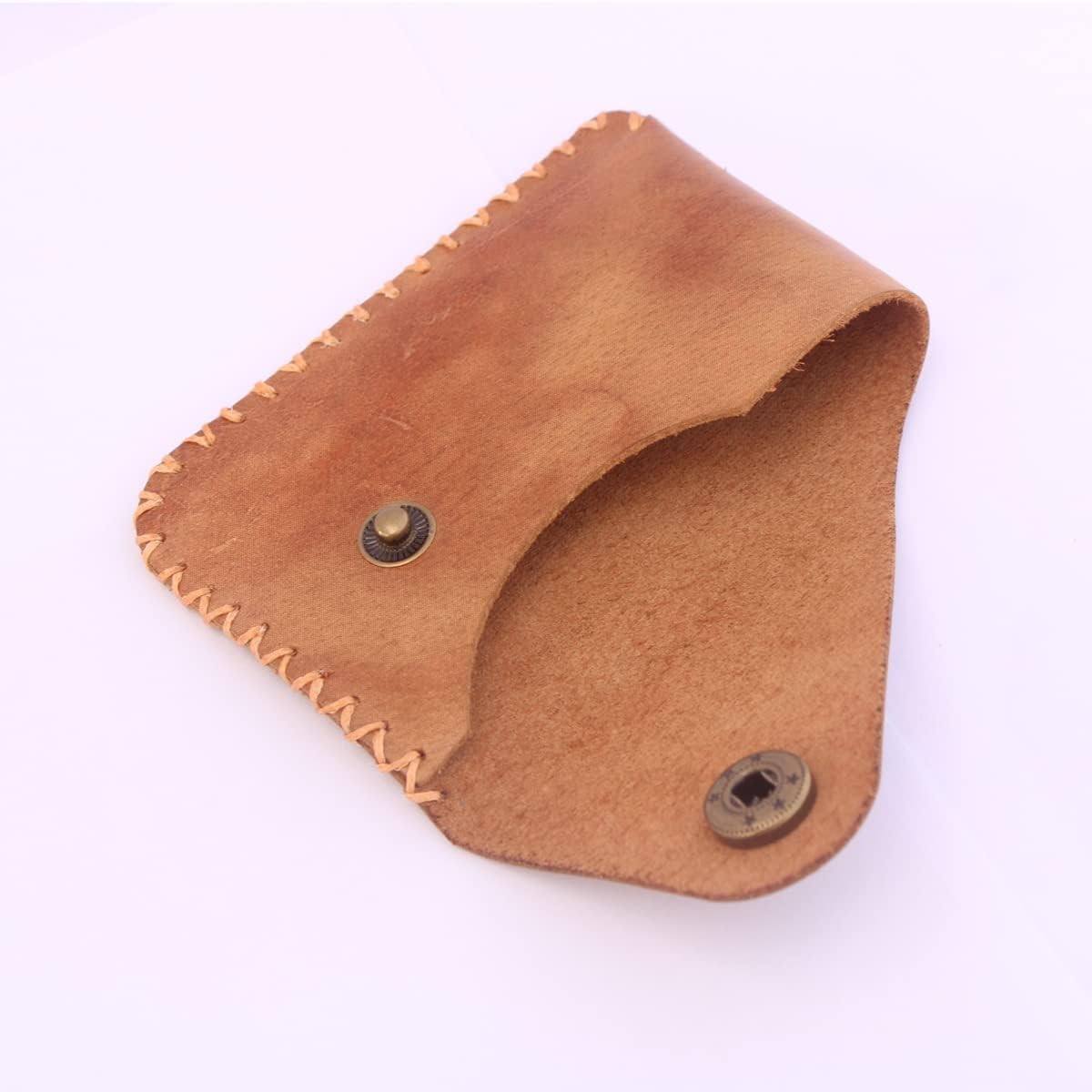 HOTYANTA Handmade Weaving sewing Genuine Leather slim Card Case Wallet Front Pocket Card Organizer