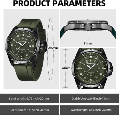 HOTSAPPHERO Mens Watch 50M Waterproof Luminous Quartz Analog Watches with Date Display Casual Stylish Work Business Classic Silicone Strap Men's Wrist Watches Elegant Gifts for Men