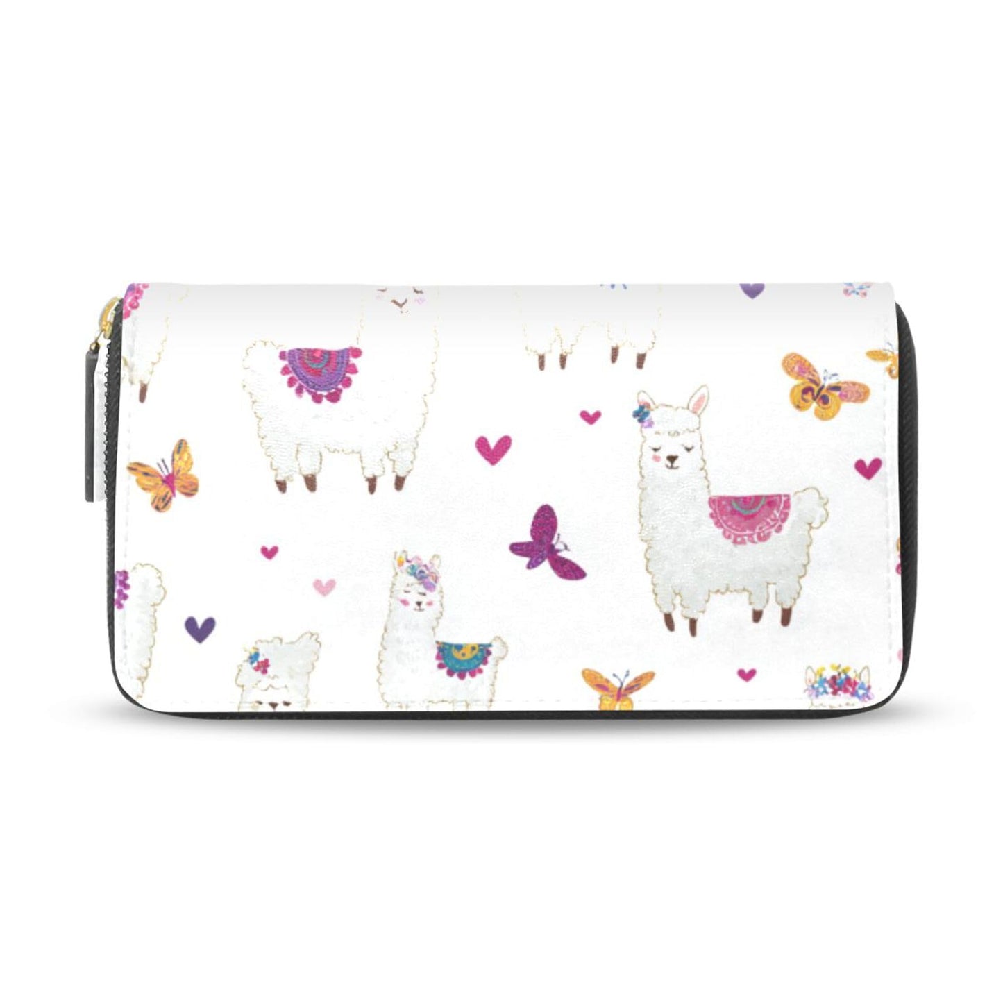 HOTWomens Long Leather Wallet Zip Around Clutch Purse Large Capacity Card Holder Organizer Pink Grid Roses