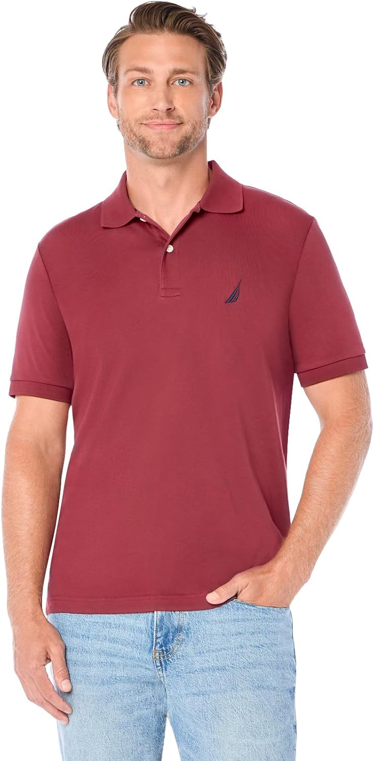 HOTNautica Men's Classic Fit Short Sleeve Dual Tipped Collar Polo Shirt