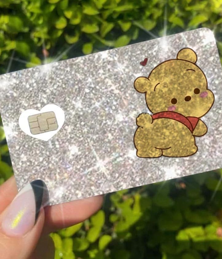 HOTExotixCard The Original Reflective Sticker Ultra Bling Debit - Credit Card Shiny Skin Removable Cover Especially Bright Back Information Card Cover Silver Heart ExotixLuv Luxury (Bow Pink Hot)