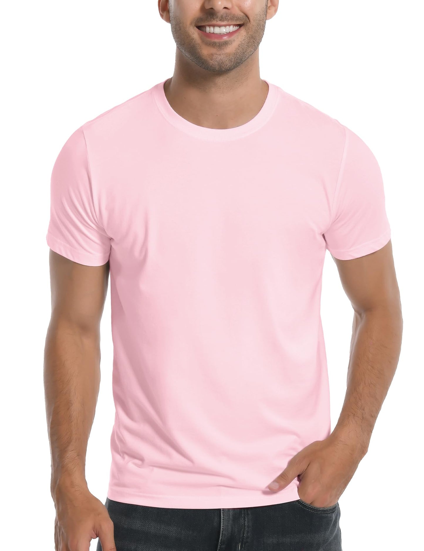 HOTPioneer Camp Mens Bamboo Shirts Ultra Soft Plain Tshirts for Men Cooling Crew Neck Casual Basic Tee Shirt Undershirt